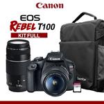 KIT CANON EOS T100 EF-S 18-55MM + OBJ. 75-300MM + MOCHILA Y MEMORIA